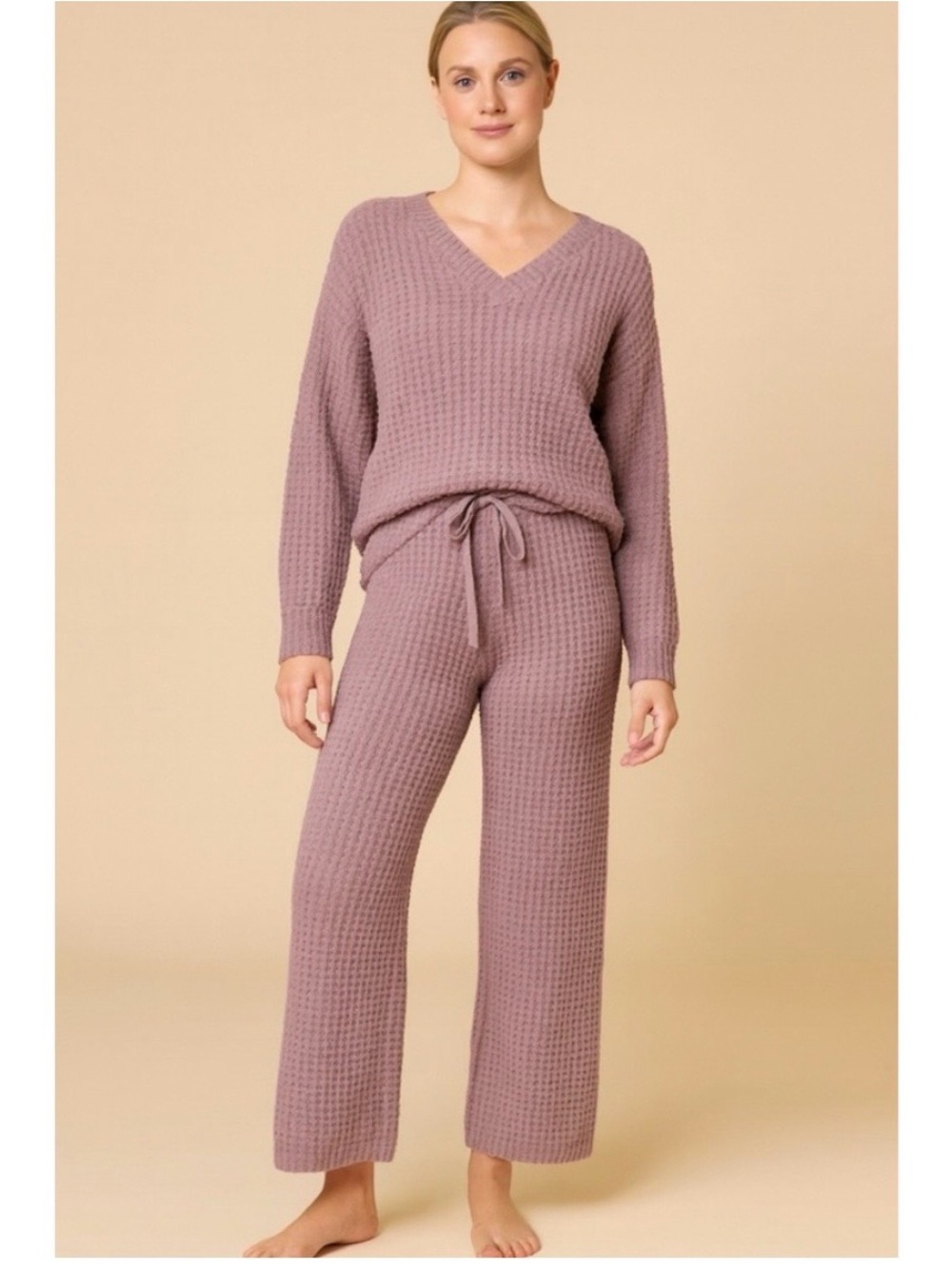 Softies plush cozy pajamas of lounge set. Color is driftwood.